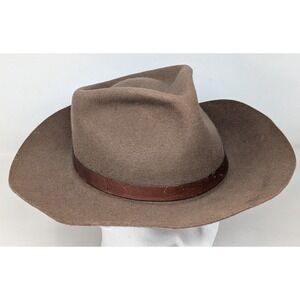 Vintage Eddie Bauer Wool Fedora Outdoor‎ Hat Brown Felt Made In USA Size Medium